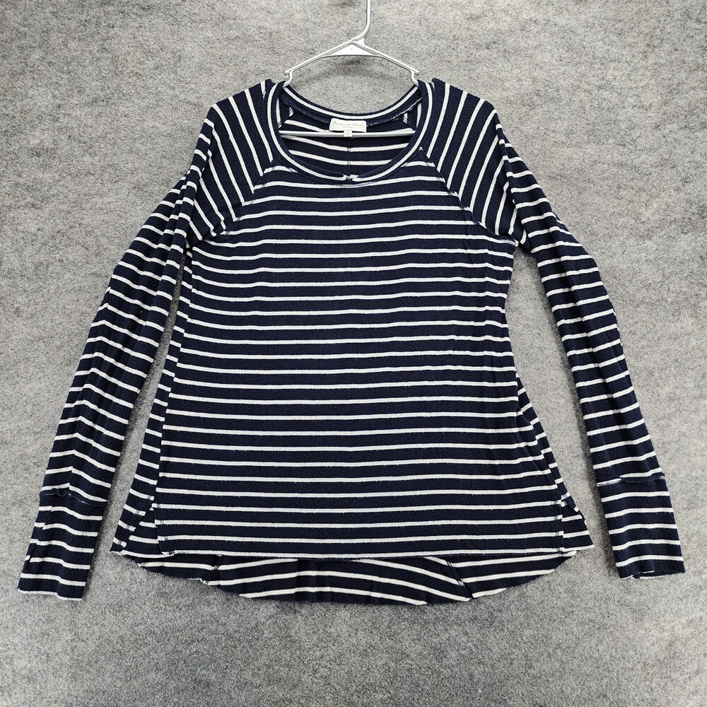 Michael Stars Shirt Womens Small Long Sleeve Blue Striped Thumbholes